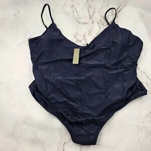 J Crew Swim 24 3X Navy One Piece Scoop Neck Spaghetti Bikini Coverage V Neck